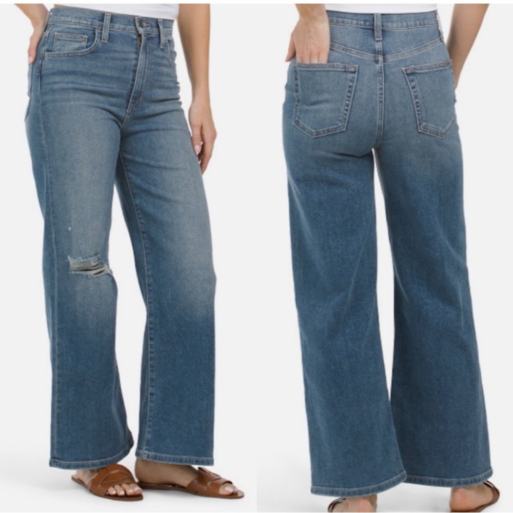 Joe’s High Waisted Wide-Leg Cropped Blue Jeans - Picture 2 of 6
